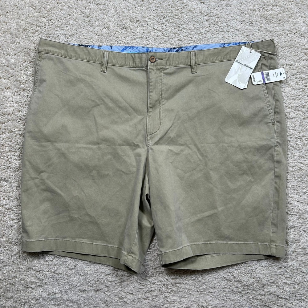 Tommy Bahama Boracay Shorts 48 Khaki Cotton Blend Flat Front 10" Inseam New NWT